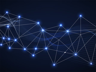 Abstract technology background. Futuristic wave with glowing dots and lines