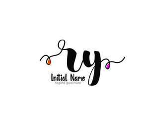 R Y RY Initial brush color logo template vetor