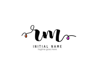 R M RM Initial brush color logo template vetor