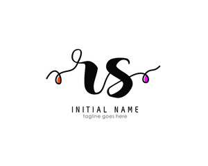 R S RS Initial brush color logo template vetor