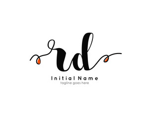 R D RD Initial brush color logo template vetor