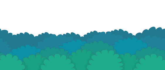 Green bush Border. Seamless pattern. isolated on white background