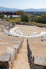 Ruins of The ancient theatre in the Antique area of Philippi, Eastern Macedonia and Thrace, Greece