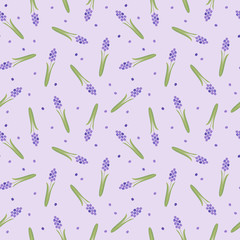 Bluebell flowers seamless pattern.