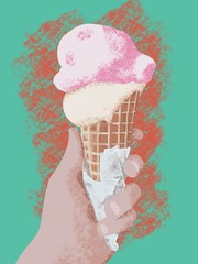 ice cream in cone isolated on white background