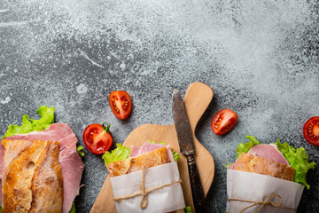 Fresh ciabatta sandwiches for lunch