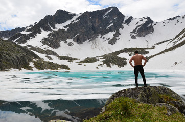 Alone against the mighty mountains