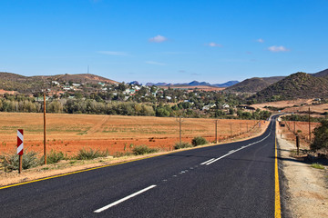A landscape image of the town of de Rust, Western Cape, South Africa. Route 62 tourism image. 