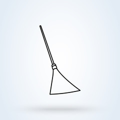 Broom cleaning line art Simple vector modern icon design illustration