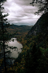 View of the Sagenay fjord in the forest