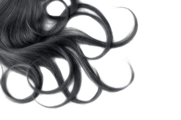 Curly black hair isolated on white background. Circle shape