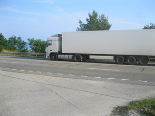 cargo truck moving on the road