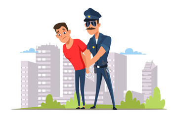 Lawbreaker arrest flat vector illustration