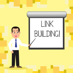 Word writing text Link Building. Business concept for Process of acquiring hyperlinks from other websites Connection