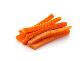 raw chopped carrot isolated on a white background