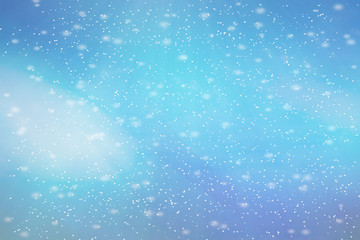 abstract blue bokeh defocused background. Winter with snow