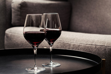 Two glasses of red wine