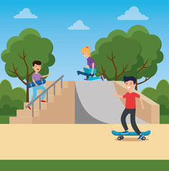 girl and boy playing skateboard in the ramps © Gstudio