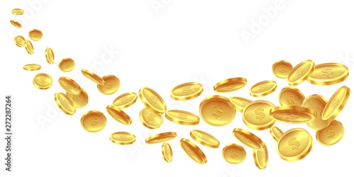 Flying Gold Coins Realistic Golden Coin Many Flying Coins - 