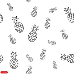 Fototapeta premium Tropical ananas pineapple fruit seamless pattern