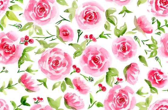 Roses , English, elegant  roses , lovely ,  Water color seamless rose in painted background