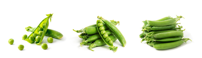 fresh green peas isolated on a white background