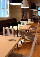 3D Rendering Cafe Dining Area