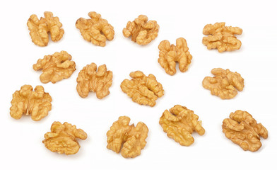 Walnuts isolated on white background.  Nuts collection