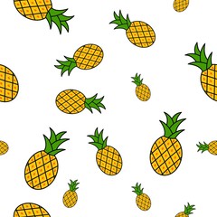 Tropical ananas pineapple fruit seamless pattern