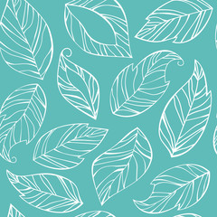 Fototapeta na wymiar Seamless pattern from the leaves. Openwork leaves on a green background.
