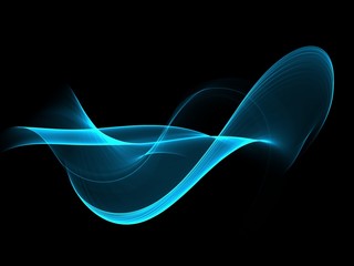 Abstract neon blue flow wave background