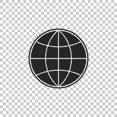 Obraz premium Earth globe icon isolated on transparent background. World or Earth sign. Global internet symbol. Geometric shapes. Flat design. Vector Illustration