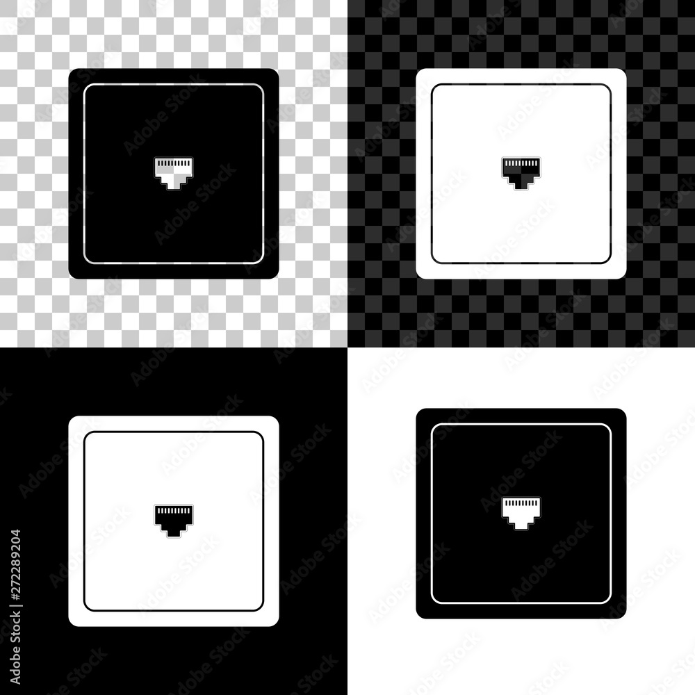 Poster ethernet socket sign. network port - cable socket icon isolated on black, white and transparent back