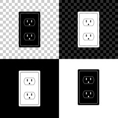 Electrical outlet in the USA icon isolated on black, white and transparent background. Power socket. Vector Illustration