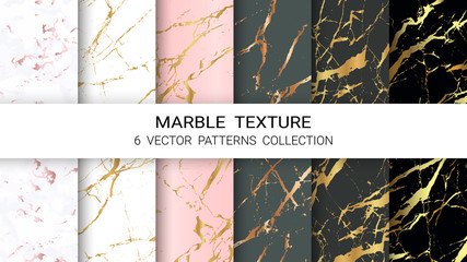Marble Texture, Premium Set of Vector Patterns Collection, Abstract Background Template, Suitable for Luxury Products Brands with Golden Foil and Linear Style.