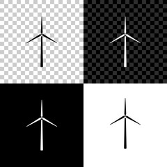 Wind turbine icon isolated on black, white and transparent background. Wind generator sign. Windmill silhouette. Windmills for electric power production. Vector Illustration © mingirov