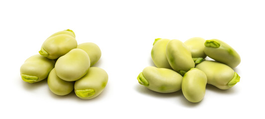broad beans on white background