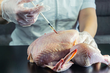 in the injection of chicken chemistry, GMO products