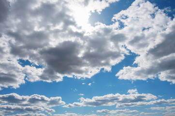 Obraz premium White clouds in blue sky.