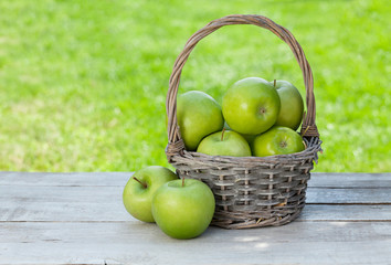 Fresh garden apples in basket
