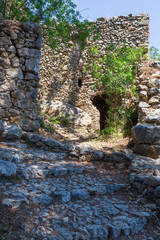 Fototapeta na wymiar Merindol, France. 06-05-2019.Ruins of old Merindol village in Provence, France.