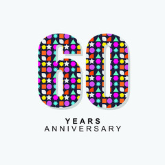 60 Year Anniversary Vector Template Design Illustration