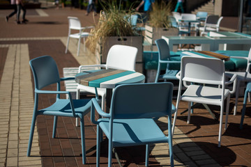chairs and tables summer city cafe