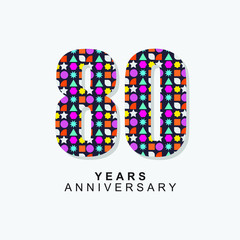 80 Year Anniversary Vector Template Design Illustration