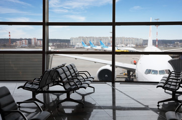 Empty lounge area of the airport terminal