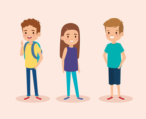 set of happy boys and girl children with hairstyle