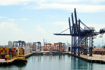 Fototapeta premium Containers terminal in the port of Cristobal, Panama. 
