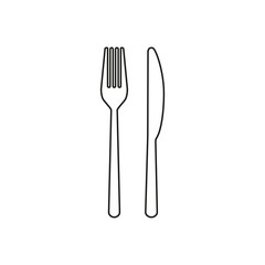 Knife, fork icon. Vector illustration. Line style.