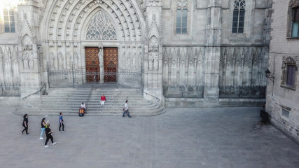 Cathedral of Barcelona. Catalonia,Spain. Year 2017. Aerial Photo