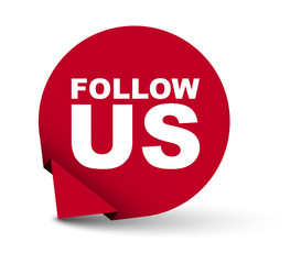 red vector banner follow us